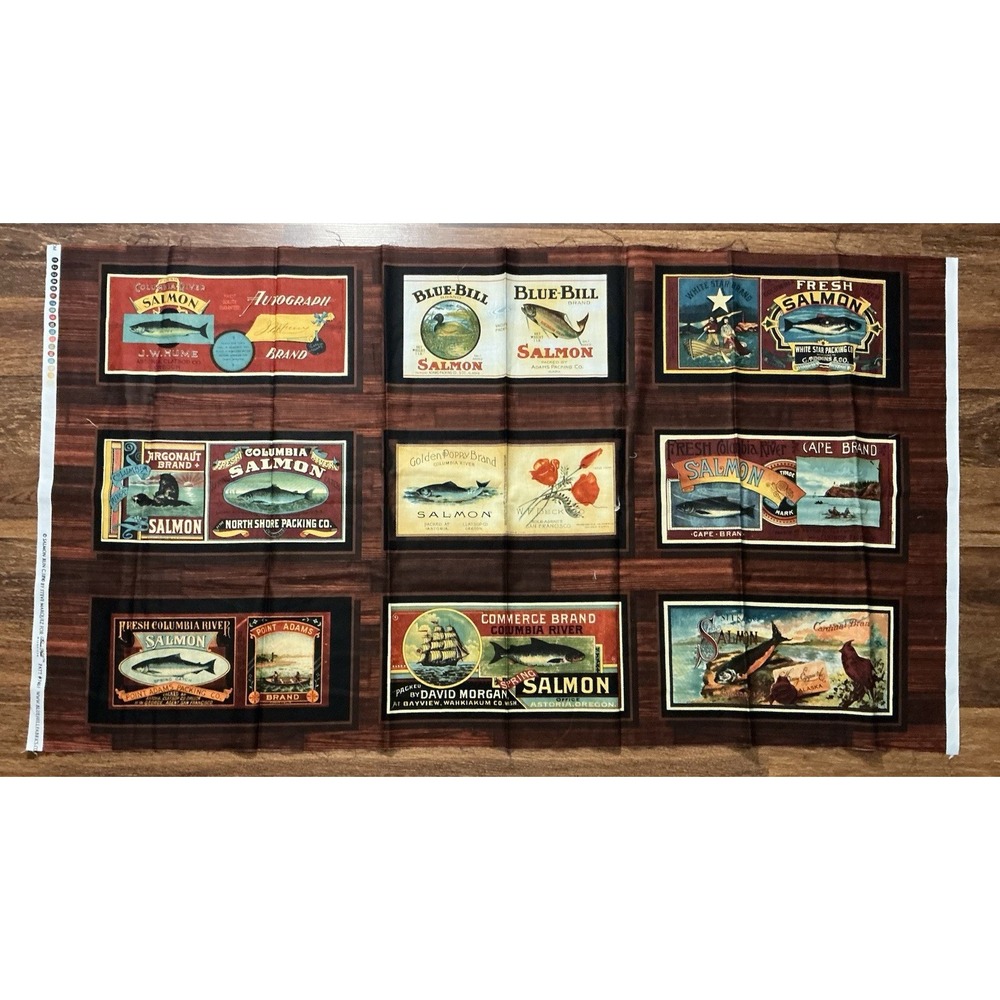 SALMON RUN C. 1890 By Steve Marquez Fabric Panel #7461 43in X 24in